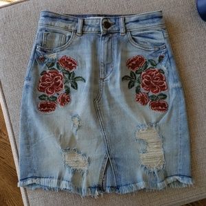 Zara high waist denim skirt